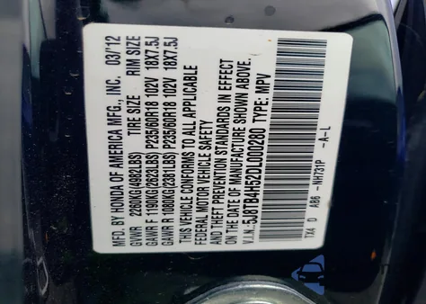 2013 Acura Rdx Technology from USA, damaged, VIN 5J8TB4H52DL000280